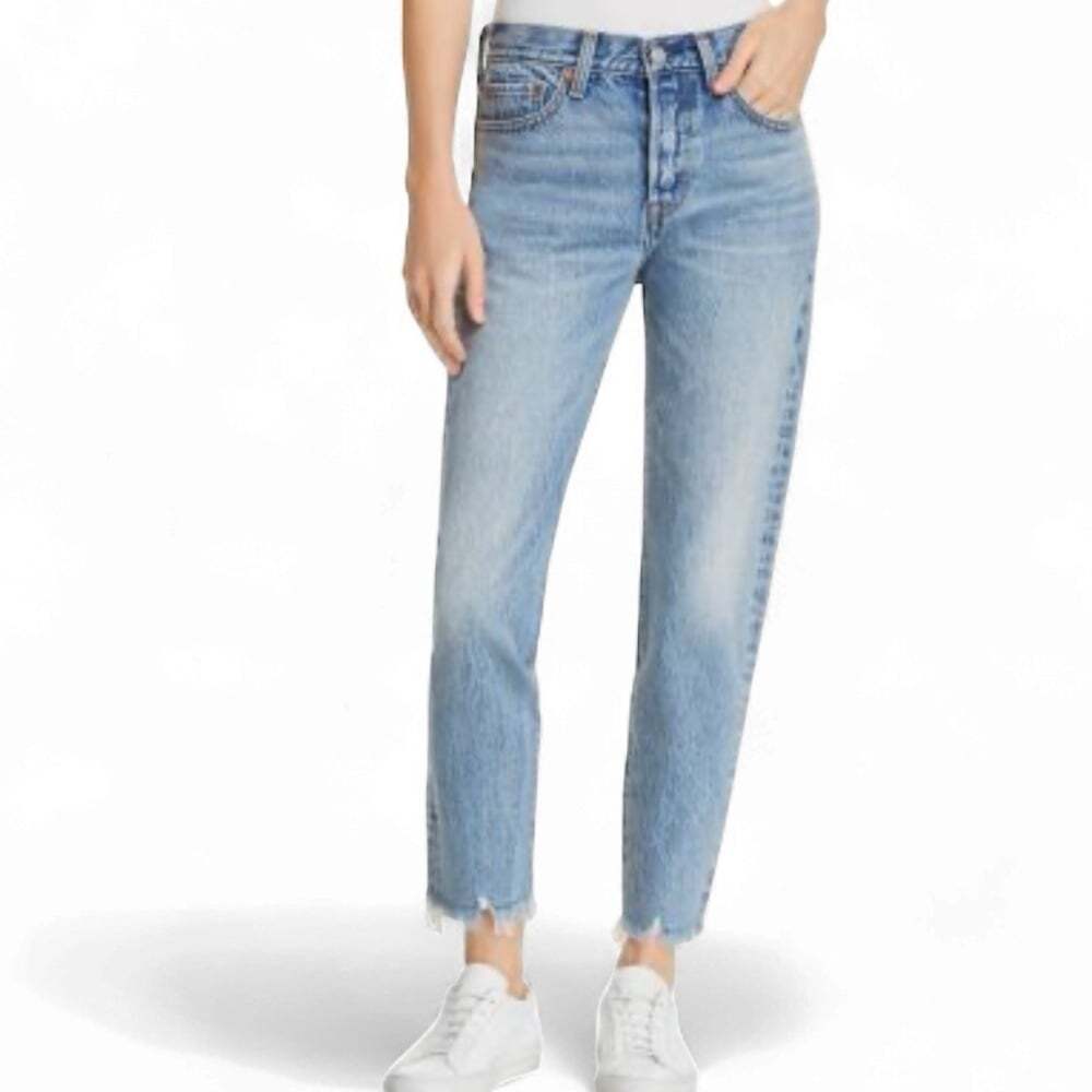 Wedgie Icon High Rise Fray Hem Straight Leg Ankle Jeans Vintage Denimcore